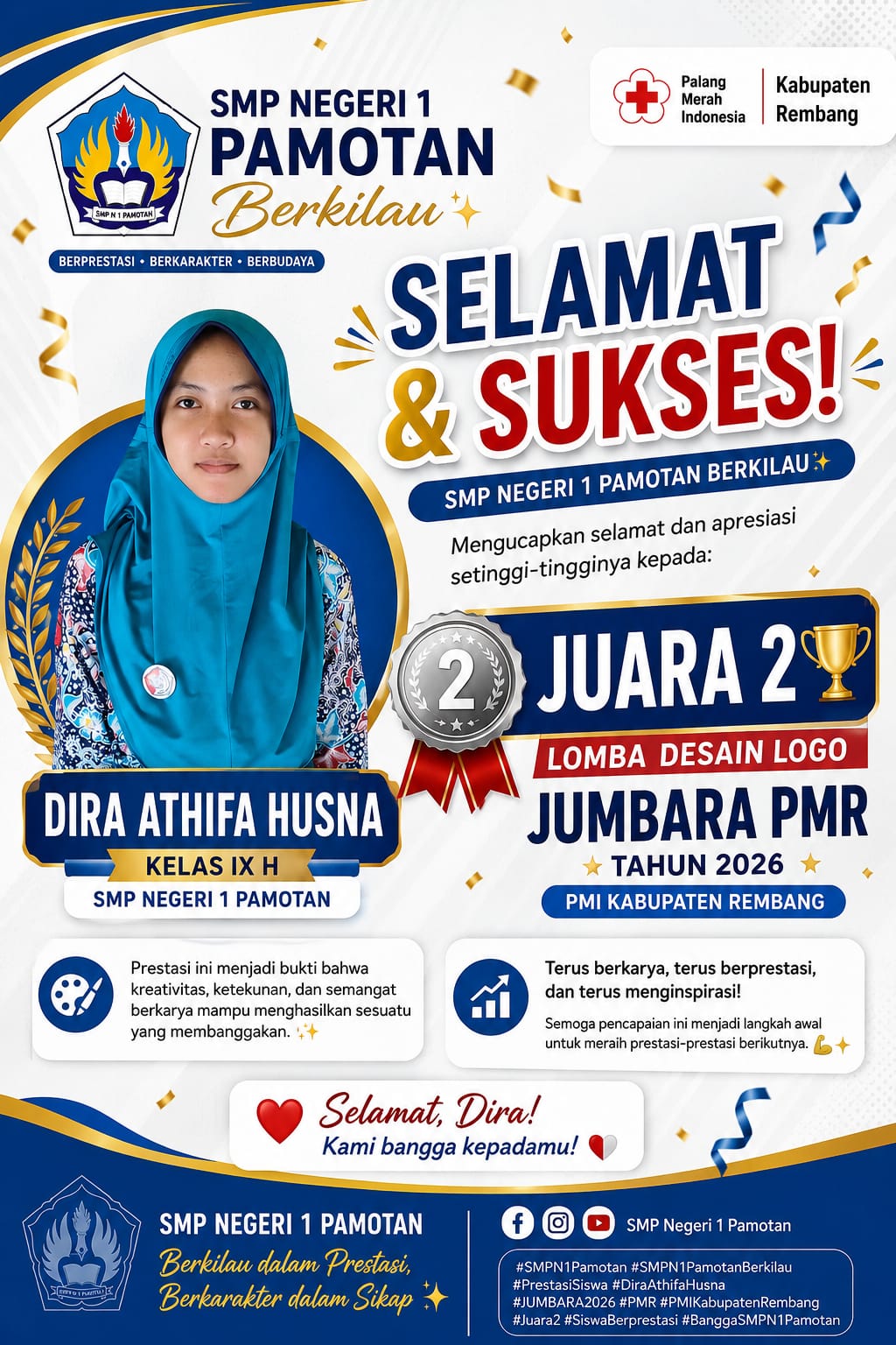 SMP Negeri 1 Pamotan Raih Juara 2 Lomba Desain Logo JUMBARA PMR Tahun 2026